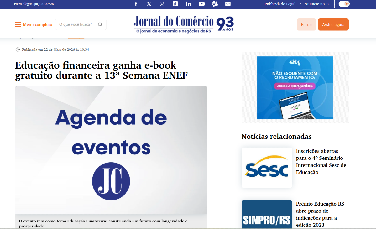 Educação financeira ganha e-book gratuito durante a 13ª Semana ENEF